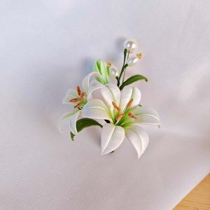 西兰艺品百合花缠花胸针