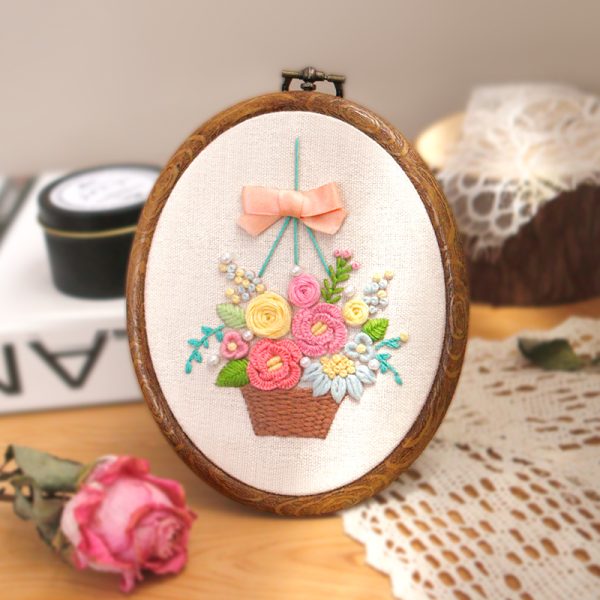 flower basket Embroidery Diy craft kit