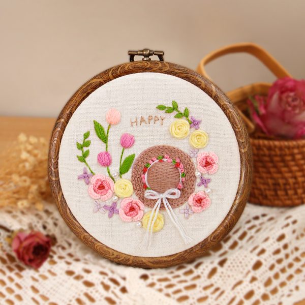 straw hat Embroidery Diy craft kit