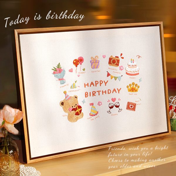 Birthday Bear Embroidery Diy craft kit - Image 2