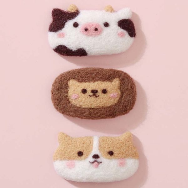 Cute Animals Set1 Wool Felt Hairpin DIY Craft Kit