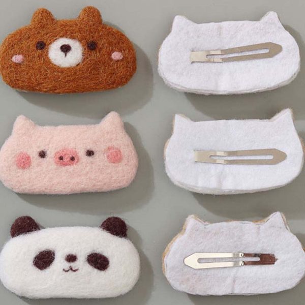Cute Animals Set1 Wool Felt Hairpin DIY Craft Kit - Image 2