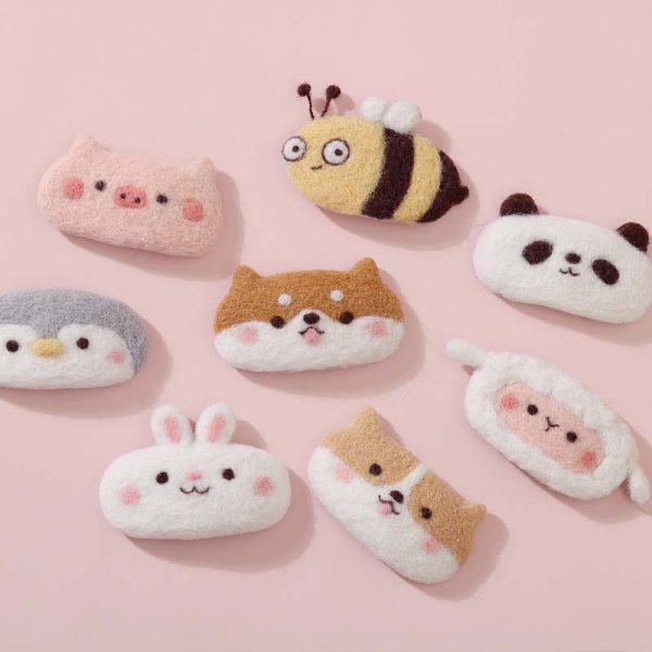 Cute Animals Set1 Wool Felt Hairpin DIY Craft Kit - Image 4