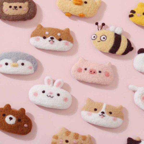 Cute Animals Set1 Wool Felt Hairpin DIY Craft Kit - Image 3