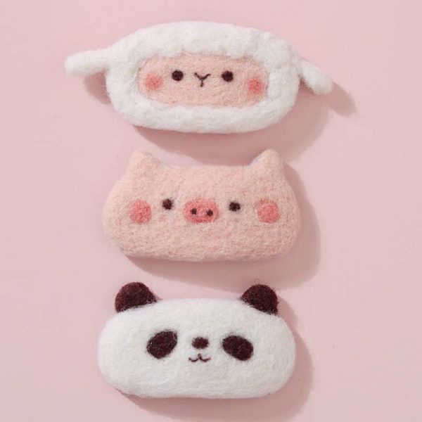 Cute Animals Set2 Wool Felt Hairpin DIY Craft Kit