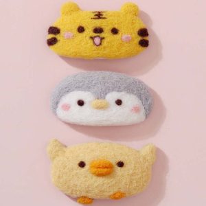 Cute Animals Set4 Wool Felt Hairpin DIY Craft Kit