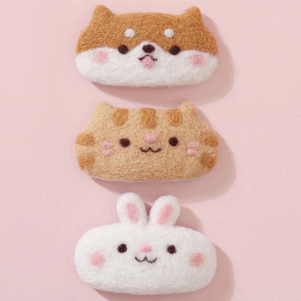 Cute Animals Set5 Wool Felt Hairpin DIY Craft Kit