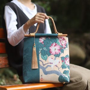 Rattan handle Chinese fabric Bag DIY Craft Kit