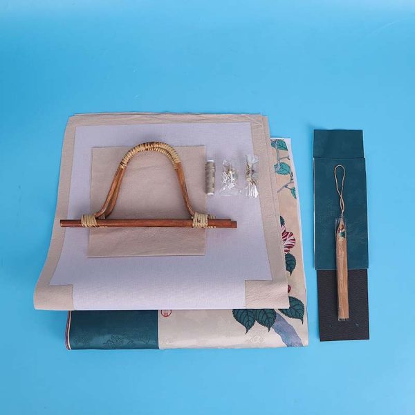 Rattan handle Chinese fabric Bag DIY Craft Kit - Image 3