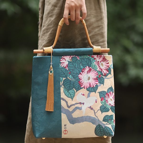 Rattan handle Chinese fabric Bag DIY Craft Kit - Image 2