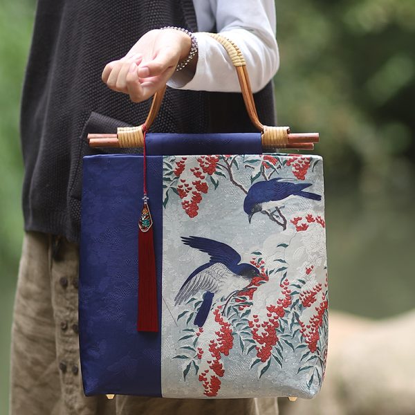 Rattan handle Chinese fabric Bag DIY Craft Kit - Image 2