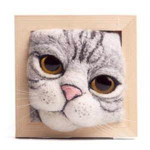 Cute GreyCat Wool Felt Ornament DIY Craft Kit